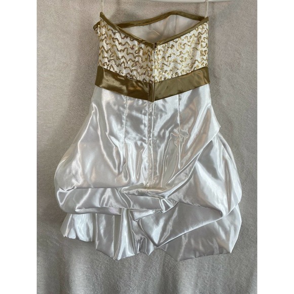 Jessica McClintock for Gunne Sax cream/gold strapless sequin prom formal dress 1 - Picture 4 of 8